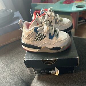 Jordan Kids Sneakers in White, Blue, and Red